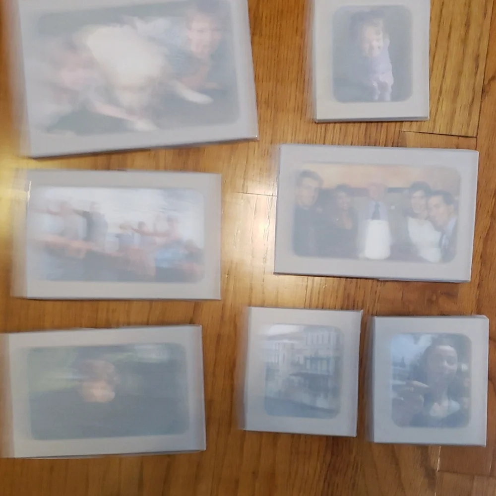 NWT - In Pkg/Wrap- (8) Vintage Silver Photo Magnets - Variety Of Sizes